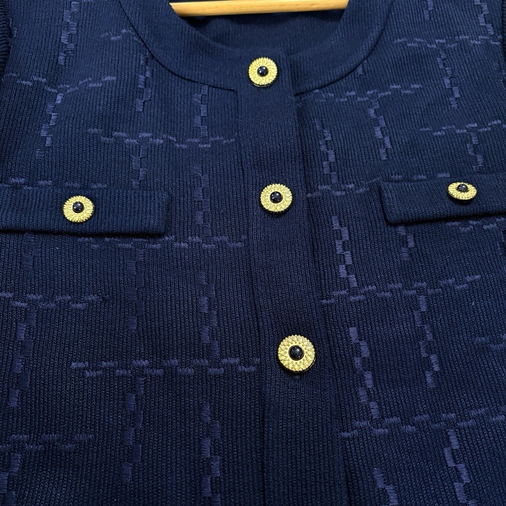 VTG 90's Leslie Fay Women's 2 Piece Skirt Set 12 Navy Officecore Office Siren - Picture 4 of 9